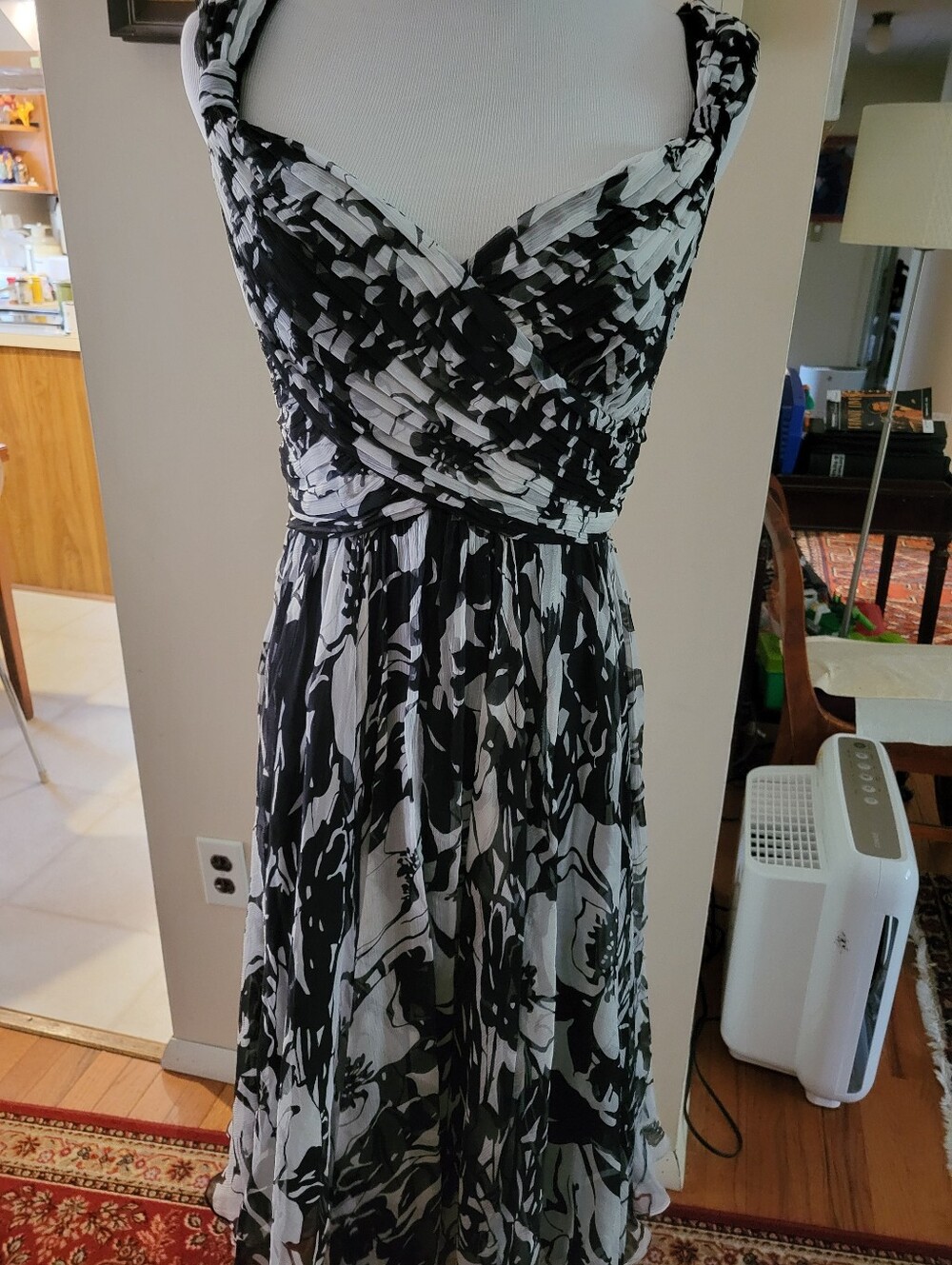 Tadashi Collection Black And White Chiffon Dress